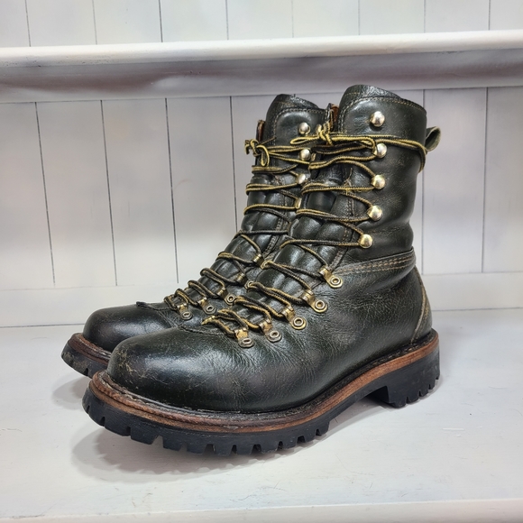Leather Logger Packer Combat Boots 